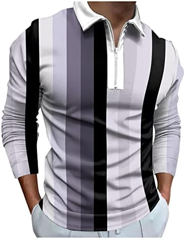 ZDDO 2022 nove muške polo majice, dugih rukava 1/4 zip up vrat Golf vrhovi prugasti patchwork srednja odjevna dizajnerska majica