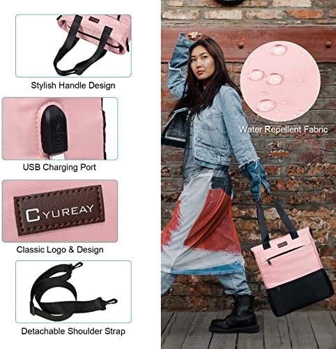 CYUREAY konvertibilni ruksak Tote žene laptop Daypack vodootporan Casual ruksak za rad računar koledž škola odgovara 15,6-inčnom laptopu & Tablet, Pink