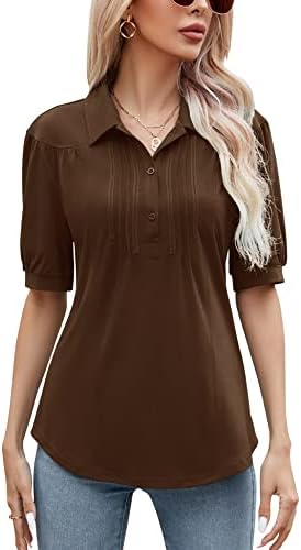 Micoson ženske polo majice s kratkim rukavima s kratkim rukavima prema dolje na vrhu kafere ležerne tuničke bluze