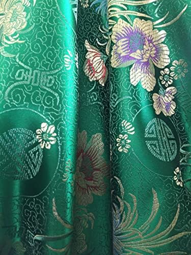 Kate zelena cvjetna Brokatna kineska satenska tkanina pored dvorišta - 10037
