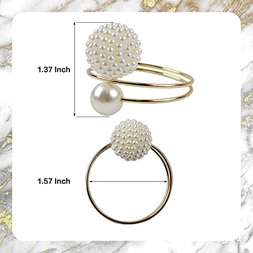 Lonmtos Pearls sferni prsten za salvete za zabavu, odmor, za odmor, ukras za vjenčanja