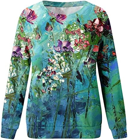 Outerwear Ladies manžetna s dugim rukavima Crewneck Butterfly colorful cvjetni tunicni tunic gornji odjećni duks teen djevojka