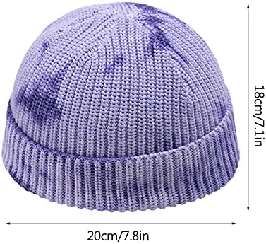 Žene trendy pleteni manžetni beski šešir Tip-dye Ispis Chunky lolly Cap akril toplo mekani strijezezi zimski skijaški šeširi Unisex