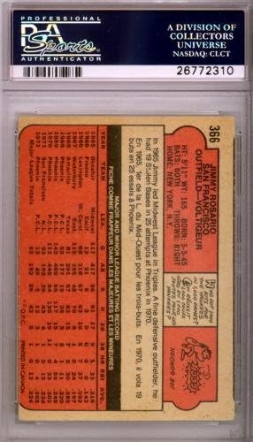 Jimmy Rosario Autographied 1972 O-pee-chee kartica # 366 San Francisco Giants PSA / DNK # 26772310 - bejzbol ploče sa autogramiranim karticama