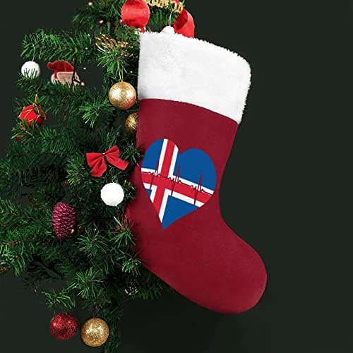 Ljubav Island Heartbeat Božić viseći čarape za čarape za Xmas Tree Kamin za odmor Kućni kućni dekor