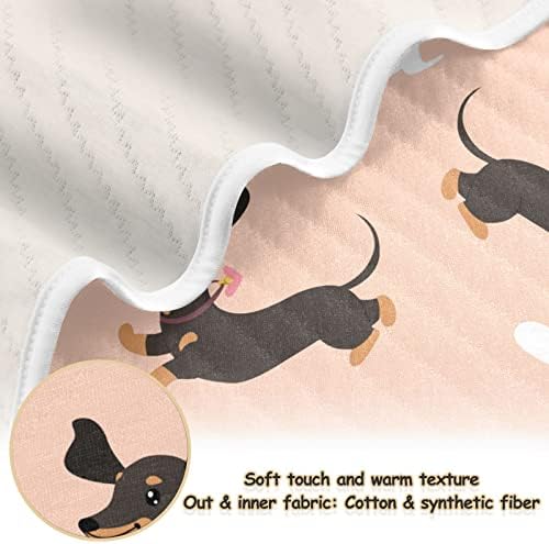 Swaddle pokrivač jazavčasti pas trčanje pamučno pokrivač za dojenčad, primanje pokrivača, lagana mekana prekrivačica za krevetić,