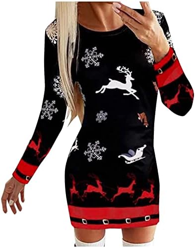 RUZIYOOG WOMENS Christmas Dresses Stripe turtleneck dugih rukava Slim Fit pletene pulover džemper Bodycon džemper haljina