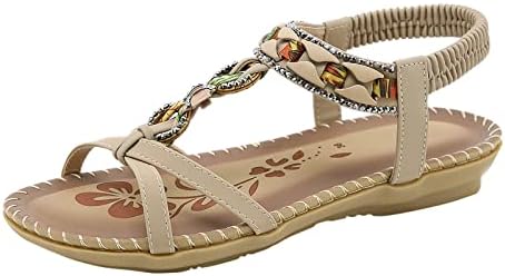 Gufesf široke sandale za žene, ženske ležerne zatvorene nožne sandale Ljeto izdužene vintage sandale za sandale