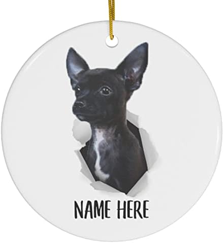 Slatka Chihuahua Crna Personalizirana Imena Pokloni 2023 Ukrasi Za Božićnu Jelku Keramički Krug