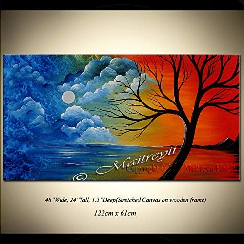 Maitreyii Finearts Glorious Day-Originalne Pejzažne Slike Veliki Apstraktni Prolećna Sezona Akrilna Pejzažna Umjetnost Platno Velika