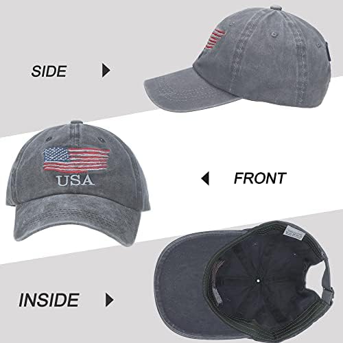 Šešir američke zastave, Vintage uznemireni pamučni Tata šešir bejzbol kapa USA podesivi Patriotski šešir za muškarce žene