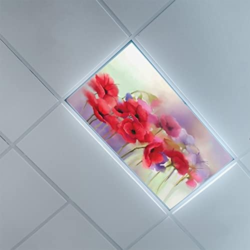 Lorougei fluorescentno svjetlo pokriva za kancelariju u učionici-cvijet uzorak-fluorescentno svjetlo pokriva za kancelariju u učionici-2ft x 4ft pad plafon fluorescentno dekorativno, lavanda Crvena