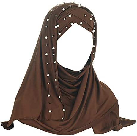 Rarityus Women Musliman Hijab sa zrncima od rhinestone meka glava šal šal islamski ramazan dugi hejak