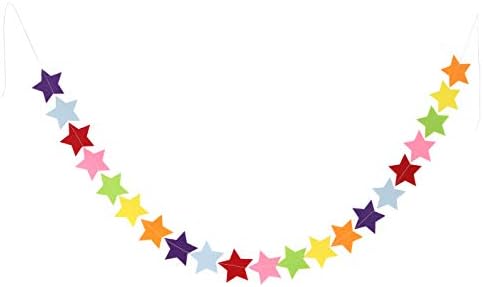 Dnevni dekoracija za Valentine Rainbow Star Garland Multicolorired Felt Star Bunting 2 Pack Šareni zvezda FET Banner za rođendanske