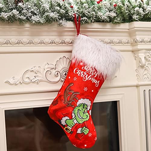 Adurlf Božićne čarape, 17,7 inča Velike čarape Božićne čarape Božićni ukrasni ukrasi za obiteljski odmor Xmas Dekoracije za zabavu