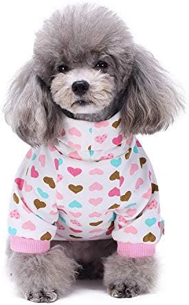 Zunea turtleneck pas pidžama za male pse štene pjs mekani pamučni kombinezoni kombinezon sa nogama udobnim slatkim ljubavnim srcem pidžama mačka za spavanje odjeća za spavanje odjeća XL