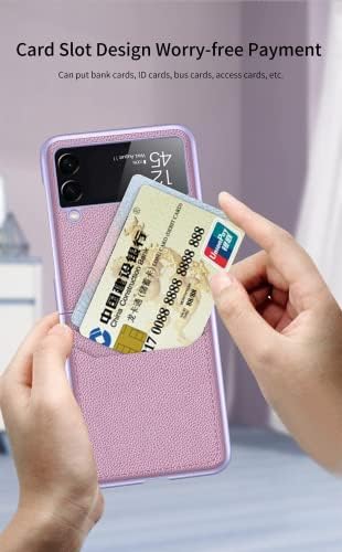 SIPULL futrola za Samsung Galaxy Z Flip 3, Zaštitna futrola za telefon od prave kože sa utorima za kartice kompatibilna sa Z Flip3 5G 2021, Pink