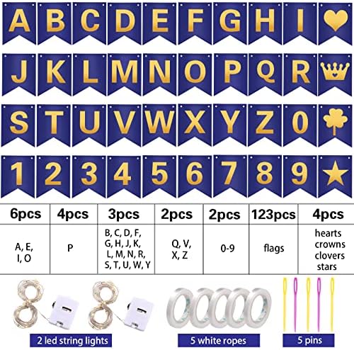 135 kom diplomski Baner DIY komplet prilagođenih slova napravite svoj baner uključujući 107 slova i brojeva, 16 simbola, 2 svjetla