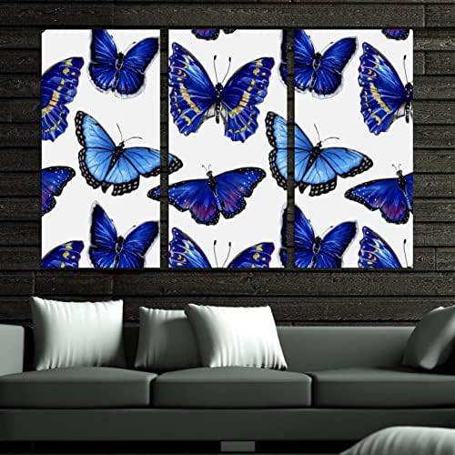 Zidna umjetnost za dnevni boravak, ulje na platnu veliki okvir Lijepa Plava muva leptir uzorak umjetnička djela za uređenje kućne spavaće sobe 24x48