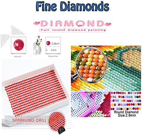 Dijamantni setovi za odrasle, View Diamond Art Kids početnik DIY 5D Boja po brojevima, Velika puna bušilica okrugla Diamond Dots Crystal