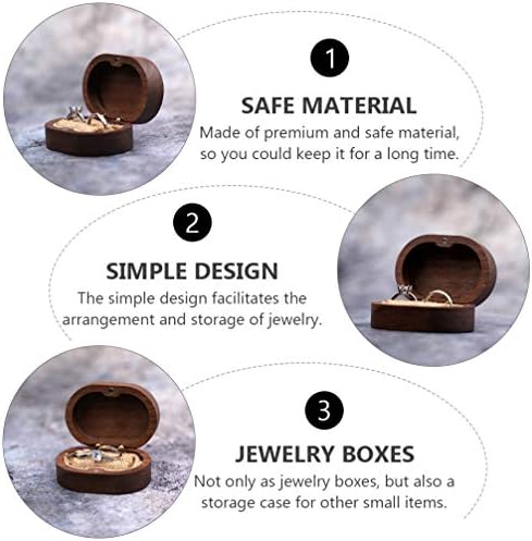 KESYOOOOOO Ogrlice Drvena prskalica Vintage rustikalni ovalni prsten kutija za odlaganje nakita Or Walnut Flip nakit organizator za