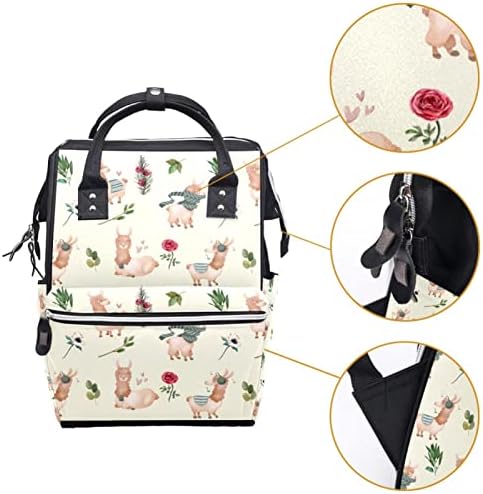 Guerotkr Travel Backpack, Torbe od pelena, ruksačka torba pelena, Llama Cvijet lišće