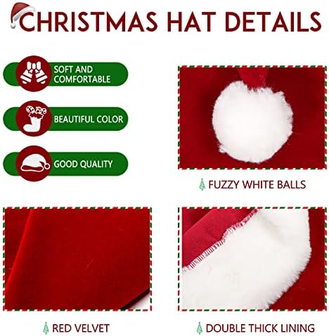 PSISABALL Santa šešir Božićni šešir Holiday Santa šešir klasični crveni baršun Santa šeširi za odrasle porodična zabava 2kom