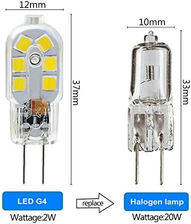 Livingly Light 2W G4 LED sijalica Bi Pin Base 2835 SMD AC / DC 12 Volt Mini lampe 20 W halogena sijalica ekvivalentna Bijela 6000K 10-Pack