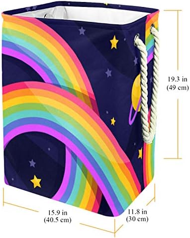 MAPOLO korpa za pranje veša Rainbow Stars sklopiva platnena korpa za odlaganje veša sa ručkama odvojivi nosači koji dobro drže vodootporne za organizaciju igračaka u vešeraju spavaća soba