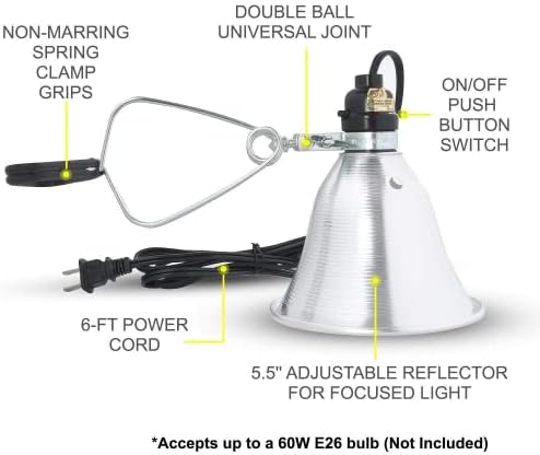 Simple Deluxe HIWKLTCLAMPLIGHTSX12V1 12-Pack Clamp lampa sa 5.5 inčnim aluminijumskim reflektorom do 60 W E26 , 6 Feet Cord