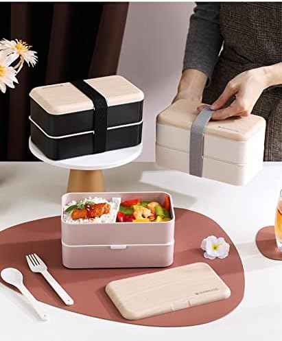 Dvoslojna kutija za ručak plastična, kutija za ručak za djecu, dvoslojna kutija za ručak može se slagati velikog kapaciteta sa podijeljenim pretincima za školski piknik Bijela