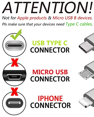 MYFON USB a na USB C kabl, USB Tip C kabl, 2 paketa [3ft, 6FT], kabl za brzo punjenje, kabl za prenos podataka velike brzine, kabl