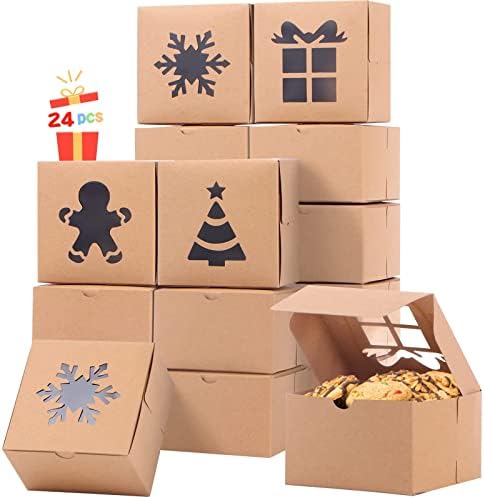 NEWBEA filc božićno drvo za djecu zid i 24kom kutija za kolačiće sa prozorom, 3.2 FT filc božićno drvo sa 30 odvojivi DIY Božićni ukrasi 4 x 4 x 2.5 inča pekarske kutije Set