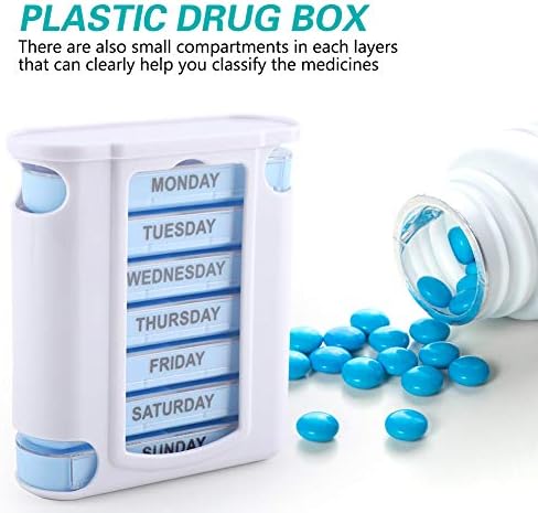Kutija za skladištenje lekova, nedeljni Organizator pilula, prenosiva kutija za skladištenje lekova 28 Grid 7 dana sa velikim odeljkom za držanje lekova za nadoknadu ulja jetre vitaminskog bakalara