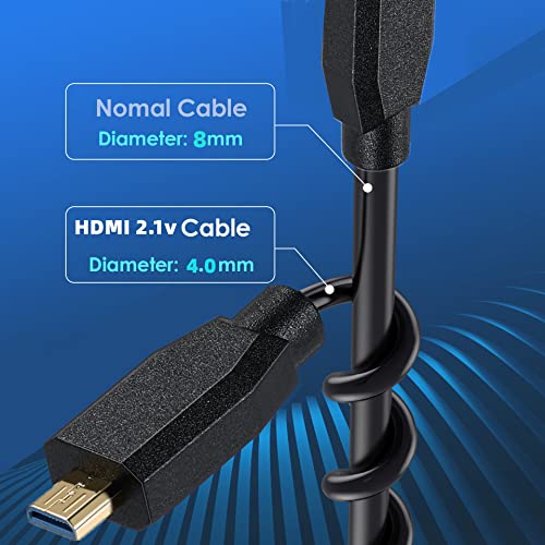 Qaoquda Micro HDMI do HDMI kabela za namotani kabel, 8k Micro HDMI muško za HDMI žensko 90 stupnjeva ugao proljetni dodatni kabl 2.1V