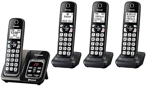 Panasonic KX-TG744 Link2cell bežični Bluetooth fiksni telefon sa poboljšanom redukcijom buke i digitalnom sekretaricom - 4 slušalice, crna