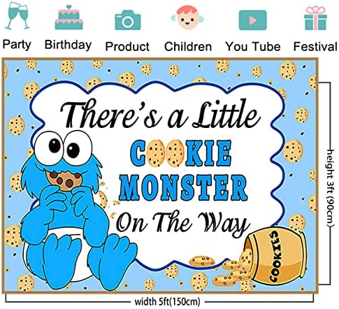 Baby Cookie Monster pozadina za rod otkrivaju potrepštine 5x3ft postoji mali kolačić na putu Banner za Street Baby Shower Party Dekoracije