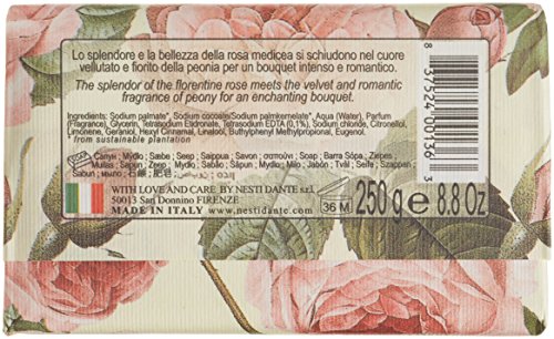 Nesti Dante Romantica uzbudljiv prirodni sapun-Firentinska ruža & božur 250g / 8.8 oz