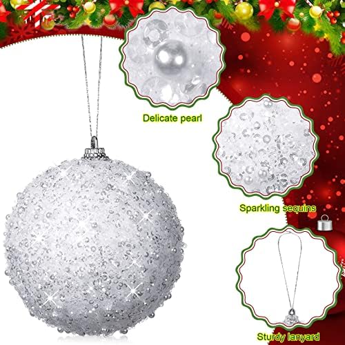 BBTO 6 komada 4 inčni Foam Božić Lopta Ornament bijele ations Glitter Tree Ornamenti veliki viseći Božić za vjenčanje Home stol