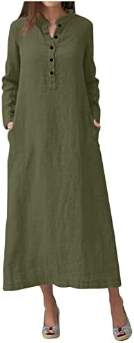 Obična maxi duga haljina ženski kaftan pamuk dugih rukava Casaul prevelika haljina