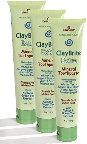 Zion Health Claybrite Extra mineralna pasta za zube, 3 paketa3