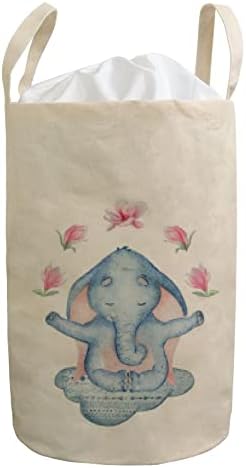 Korpa za veš sklopiva akvarelna slonova i cveće vodootporna korpa za veš sa ručkama,vezica sklopiva torba za odeću za vešeraj kupatilo