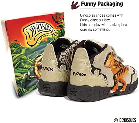 Dinosoles 3D T-Rex treperi LED cipele s visokim djecom Dinosaur Cipele. Lagane dječje tenisice. TANO TODDLER 10 Veličina.