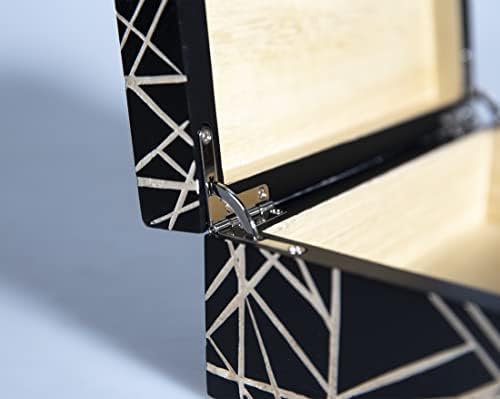 Ručno izrađena drvena kutija od drvene kutije sa šarkom poklopca ukrasna kutija za zaštitu nakita Crna