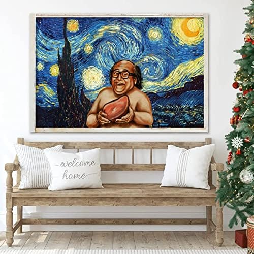 Poster Mofano Danny DeVito, smiješni Danny DeVito i njegov voljeni Poster šunke, Frank Reynolds Rum šunka na posteru Starry Night trendi zidni umjetnički dekor, poklon za porodicu i prijatelje-veličina 12x18 inča