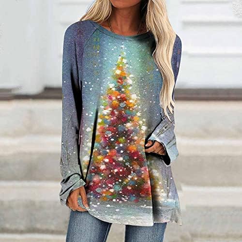 Gatxvg Božićni tišinski vrhovi za žensku Xmas Tree Grafičku tunika Majica Slatki Junior Odmor za odmor Loover pulover