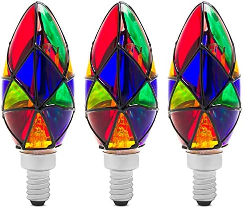 3 Paket LED vitraž sijalica E12 LED sijalica 2W kandelabra baza obojena sijalica noćno svjetlo mozaik sijalica za zabavu sijalica Stainglass sijalica-Tiffany sijalice
