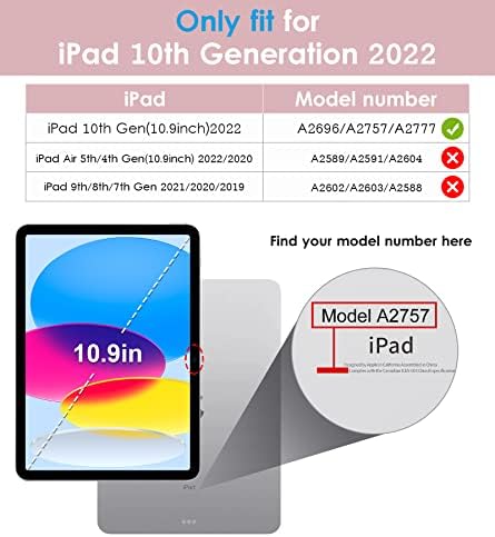 DTTO iPad 10. generacijski slučaj Slim Tri-Fold Stand meko TPU nazad s paketom za držač olovke sa iPad 10,9 inčnim izdržljivim udarnim