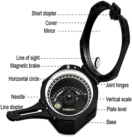 XWWDP Profesionalni geološki kompas Ručni lagani vojni kompas za preživljavanje na otvorenom za mjerenje udaljenosti nagiba
