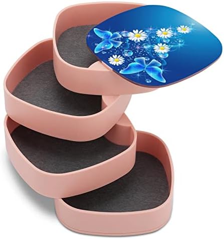 Nahan kutija za nakit plavi leptiri Daisy Cvijeće Prijenosni putni nakit Case ABS nakit za skladištenje ružičaste za ogrlice Prstenovi